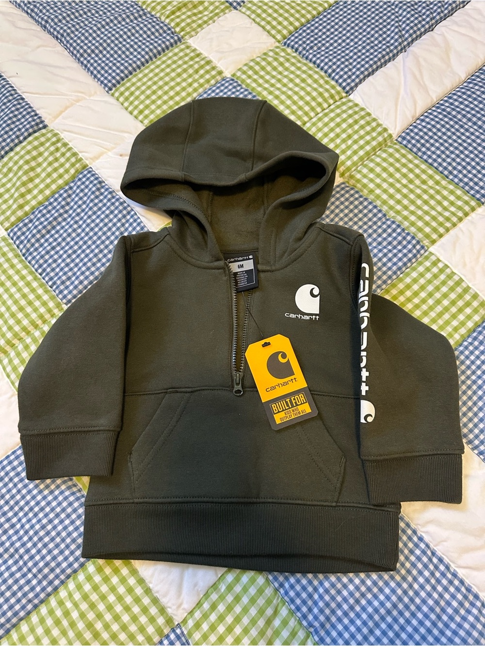 Carhartt baby Olive Green Half-Zip Hoodie